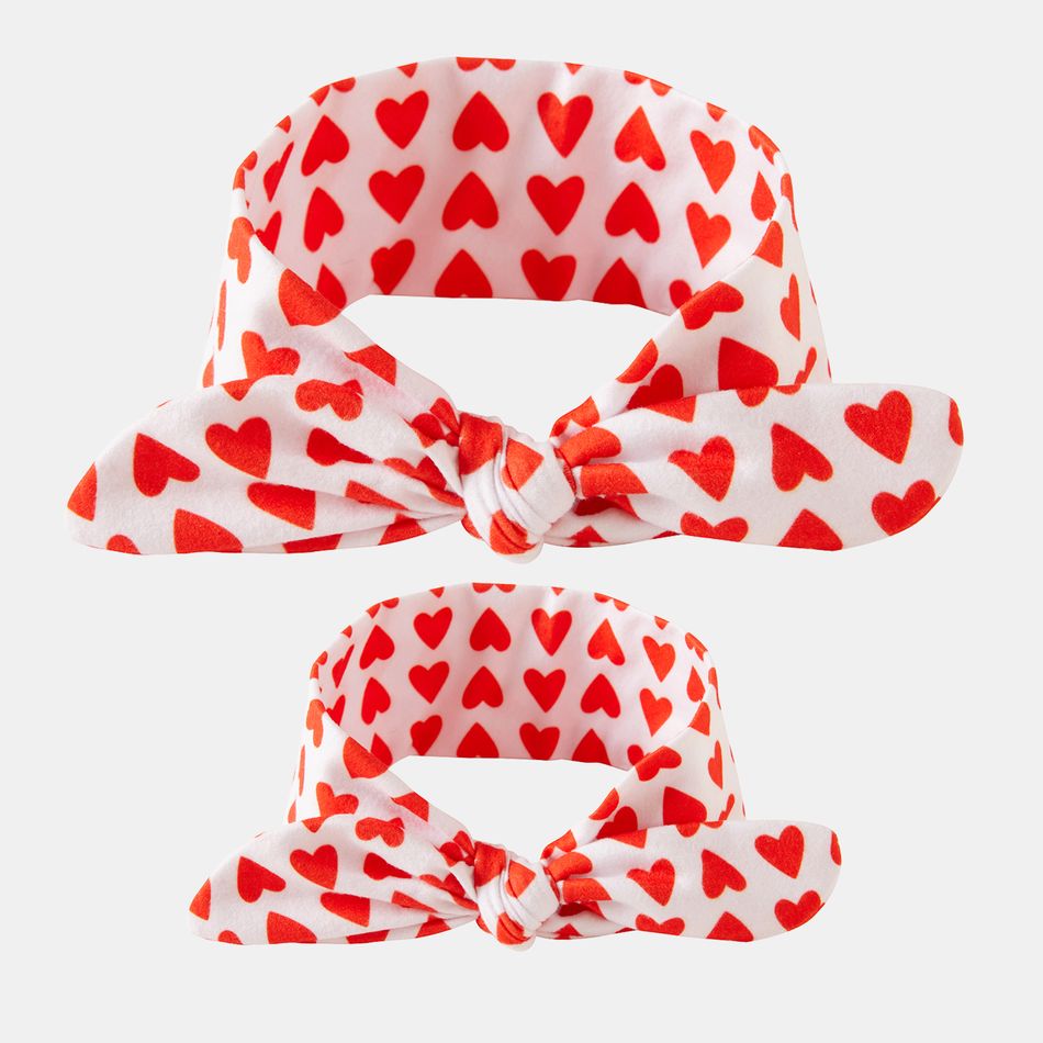 2-pack Heart Print Bow Headband for Mom and Me Red