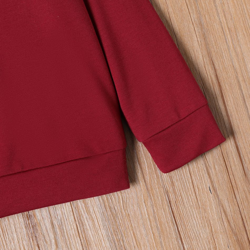 2pcs Kid Boy Colorblock Hoodie Sweatshirt and Elasticized Pants Set Red big image 3