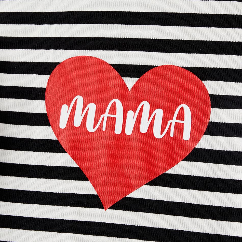 Valentine's Day Family Matching 95% Cotton Striped Short-sleeve Graphic Dresses and Polo Shirts Sets ColorBlock big image 4