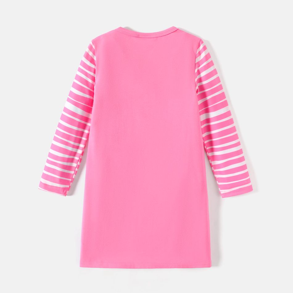 Peppa Pig Toddler Girl Striped Pocket Design Long-sleeve Cotton Dress Pink big image 5