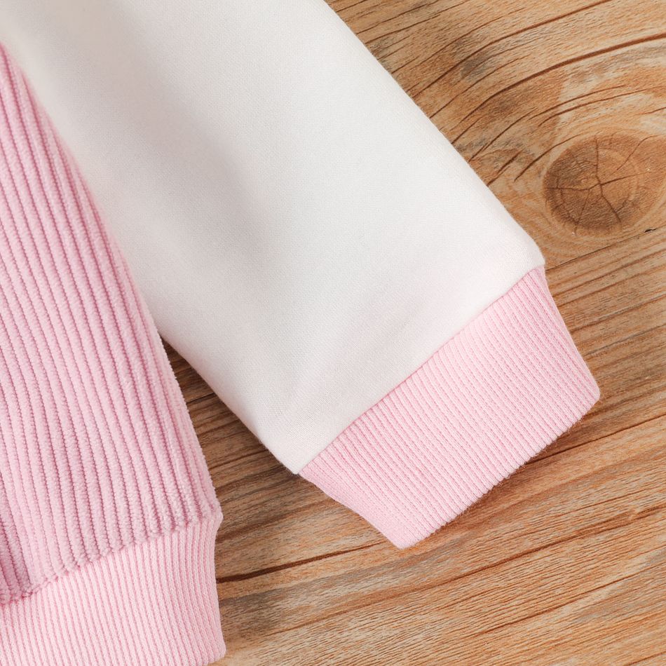 Baby Boy/Girl Colorblock Long-sleeve Zipper Corduroy Jacket Pink