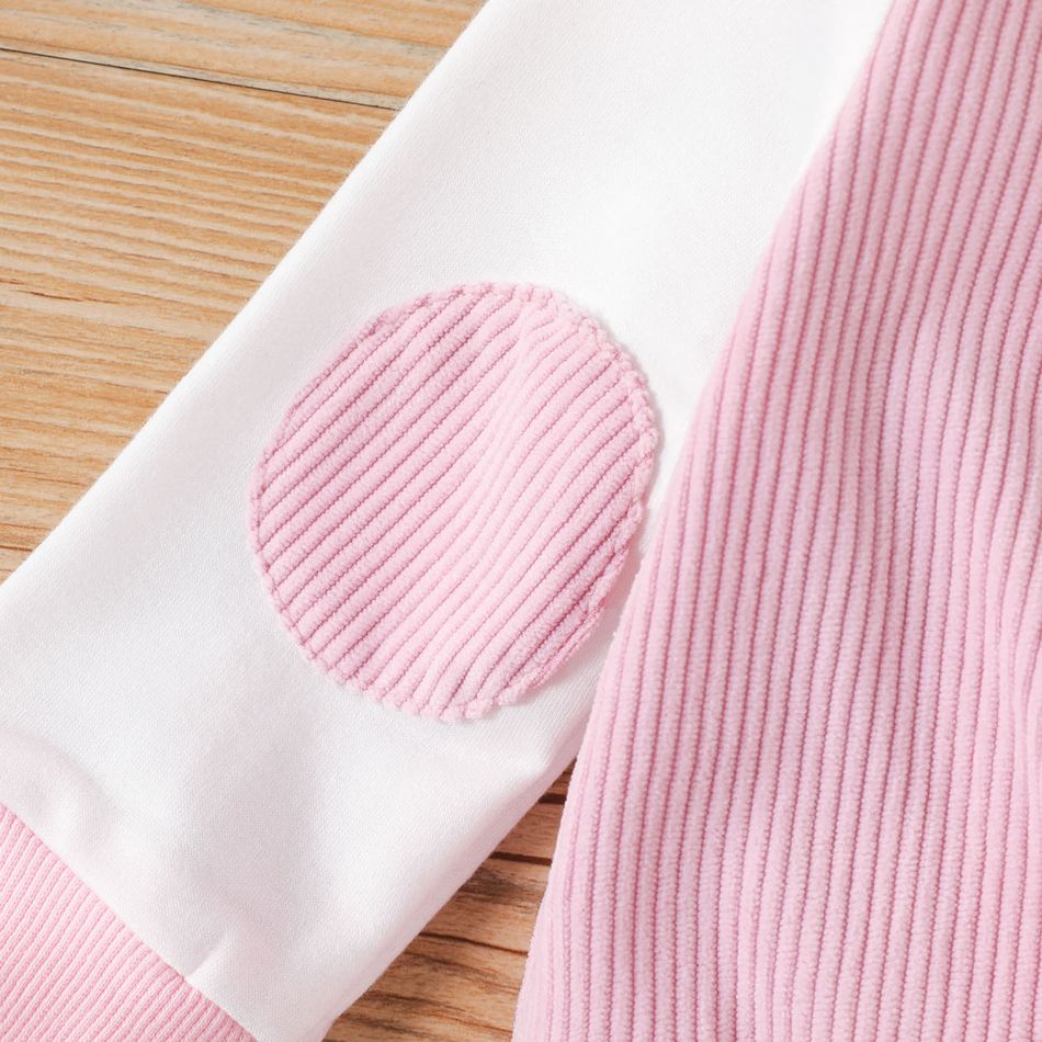 Baby Boy/Girl Colorblock Long-sleeve Zipper Corduroy Jacket Pink big image 5