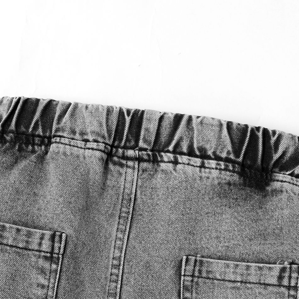 Kid Boy/Kid Girl Trendy Cotton Ripped Denim Jeans Black big image 3