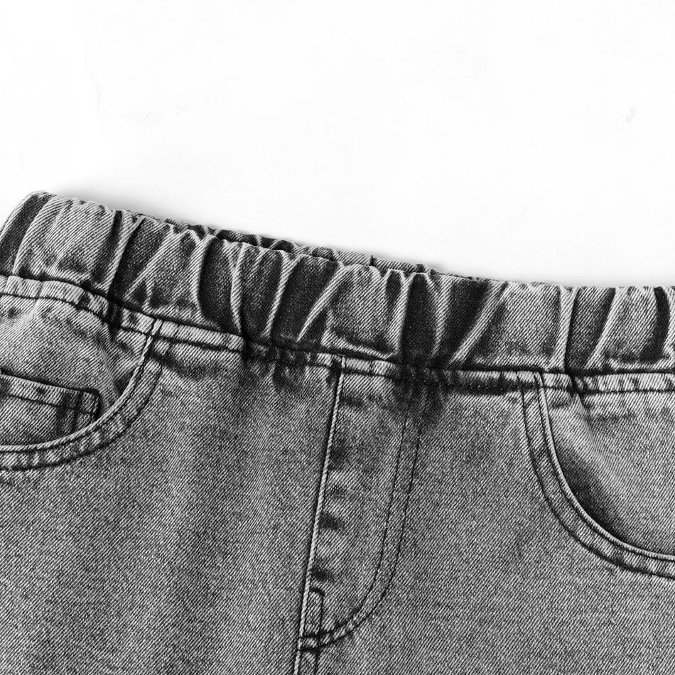 Kid Boy/Kid Girl Trendy Cotton Ripped Denim Jeans Black
