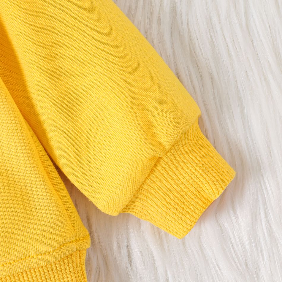 2pcs Baby Boy/Girl Rainbow & Cloud Print Long-sleeve Sweatshirt and Jeans Set Yellow big image 3