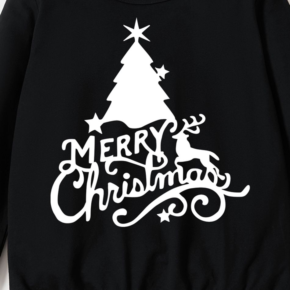 Look de família Natal Manga comprida Conjuntos de roupa para a família Tops Preto big image 3