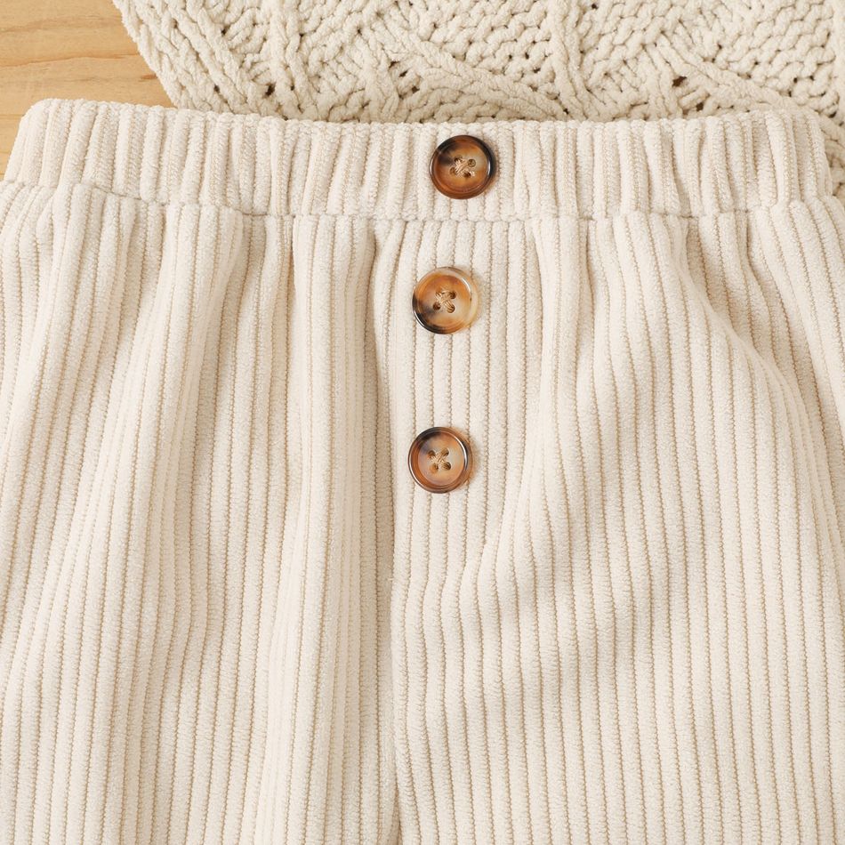 Baby Boy/Girl Button Front Solid Corduroy Pants Apricot big image 5