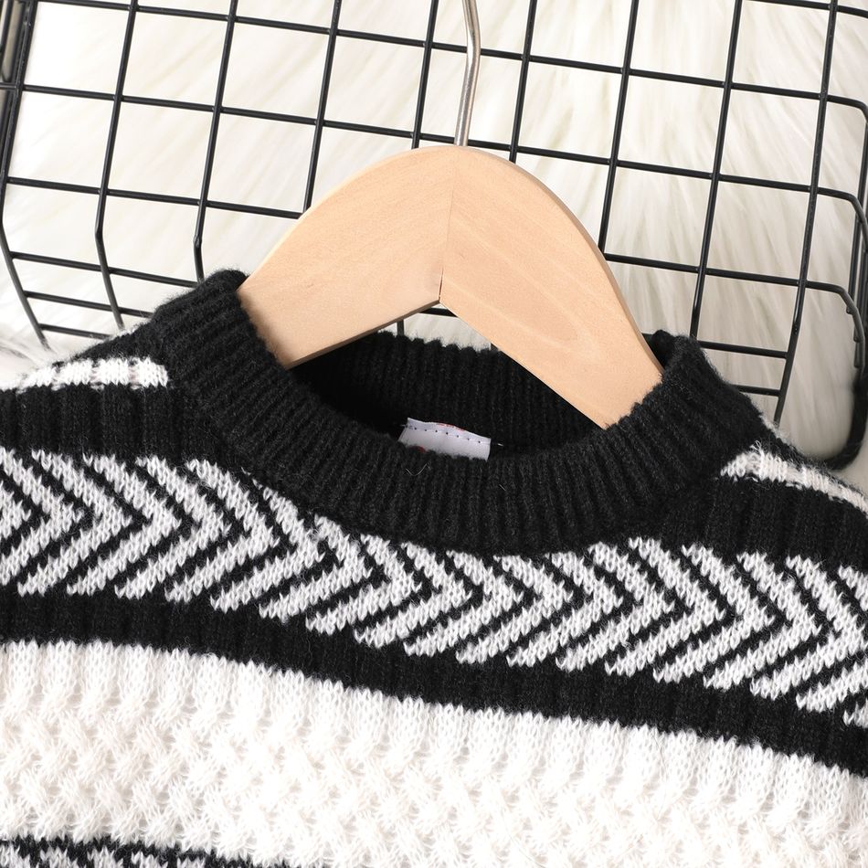 Kid Boy Stripe Colorblock Knit Sweater BlackandWhite big image 4