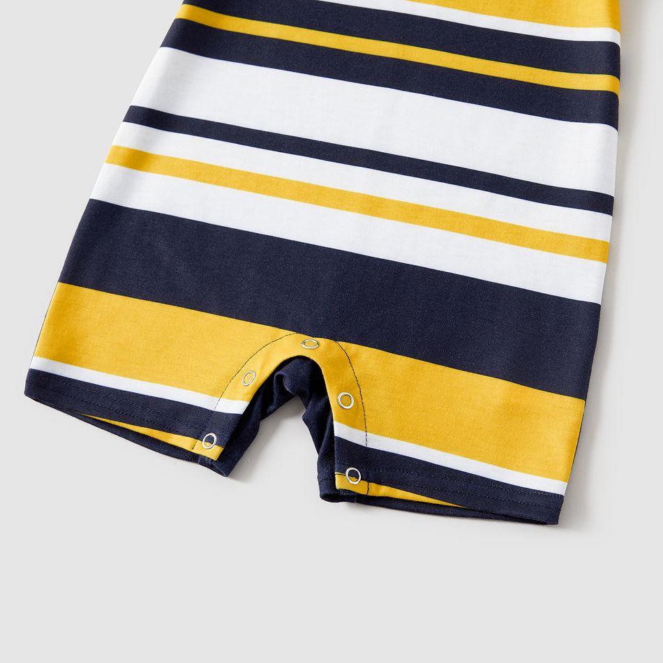 Family Matching Colorblock Striped Short-sleeve Polo Neck Bodycon Dresses and T-shirts Sets ColorBlock big image 9