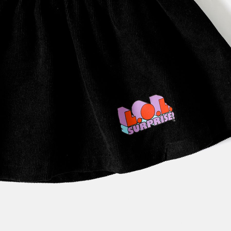 L.O.L. SURPRISE! 2pcs Toddler Girl Plaid Turtleneck Long-sleeve Tee and Suspender Skirt Set Black big image 4
