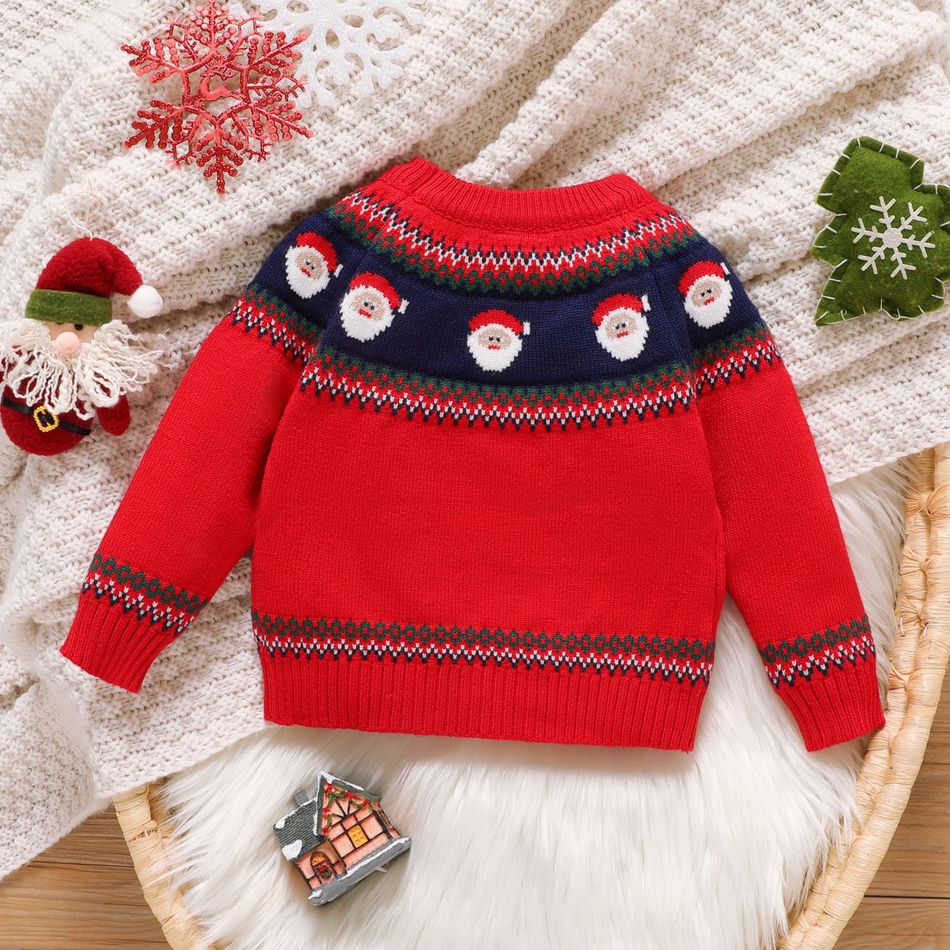 Christmas Baby Boy/Girl Santa Pattern Red Knitted Sweater Red big image 2