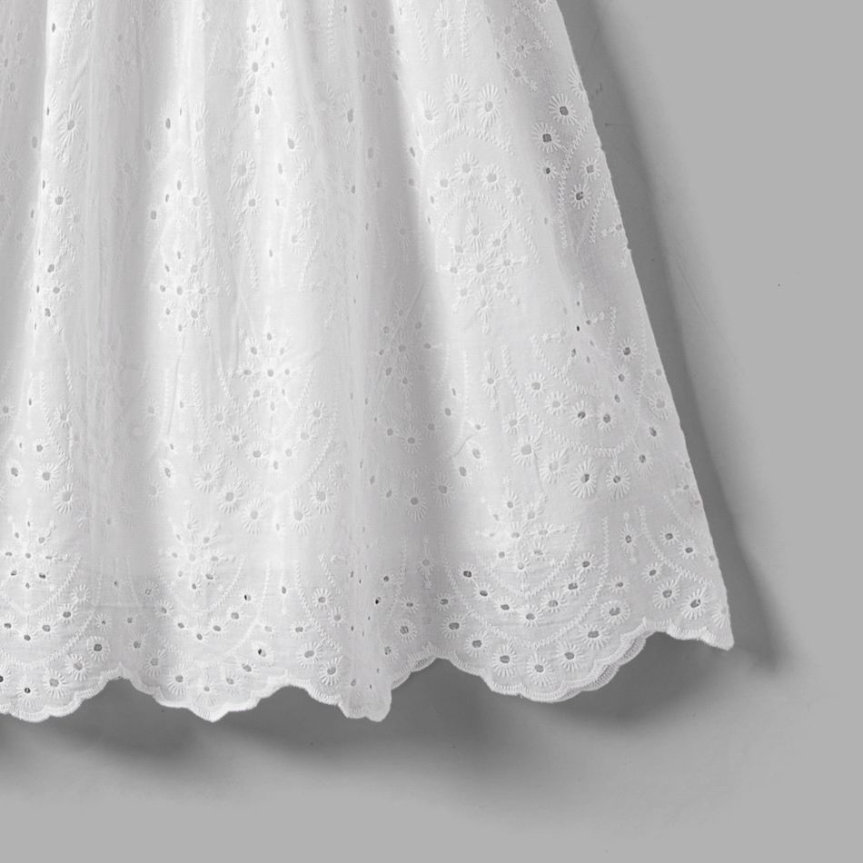 Mommy and Me White Eyelet Embroidered Flutter-sleeve Dresses White big image 8