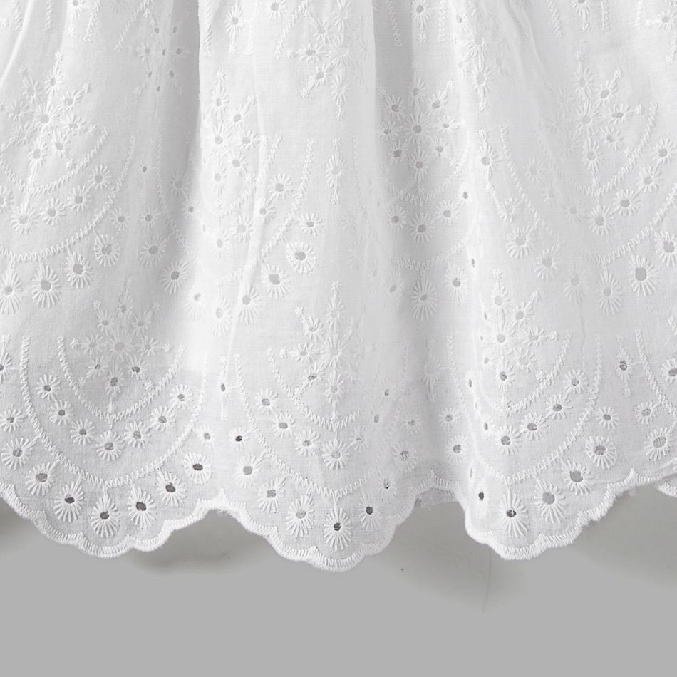 Mommy and Me White Eyelet Embroidered Flutter-sleeve Dresses White big image 4