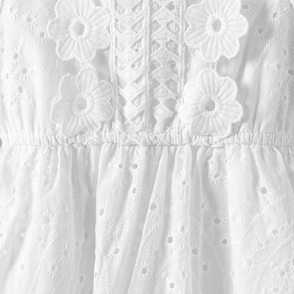 Mommy and Me White Eyelet Embroidered Flutter-sleeve Dresses White big image 7