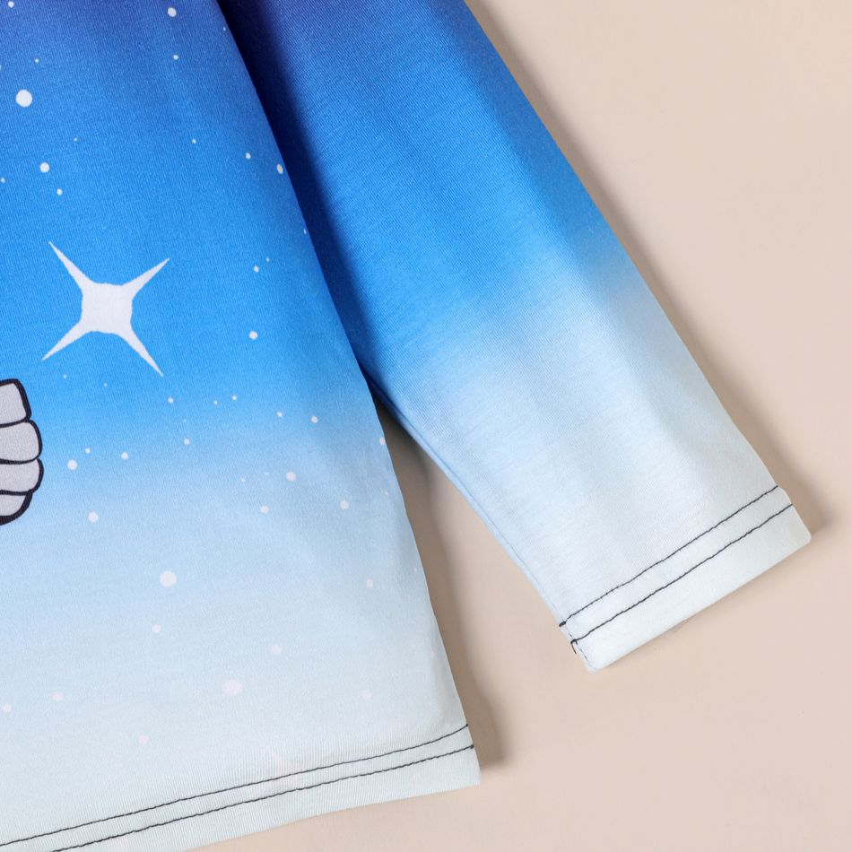 Kid Boy Space Astronaut Print Long-sleeve Tee Blue