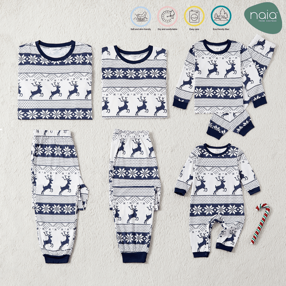 Natal Look de família Manga comprida Conjuntos de roupa para a família Pijamas (Flame Resistant) Azul big image 2