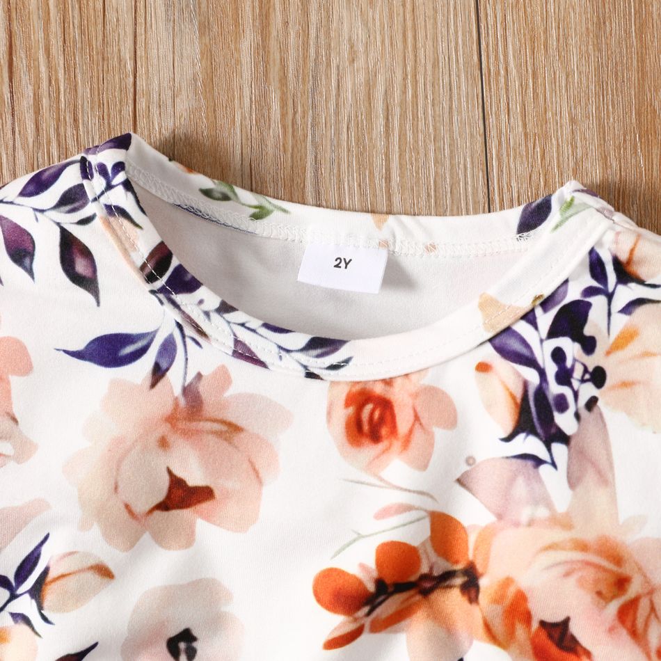 فتاة صغيرة حلوة طباعة الأزهار bowknot تصميم شبكة لصق اللباس عنابي اللون big image 5