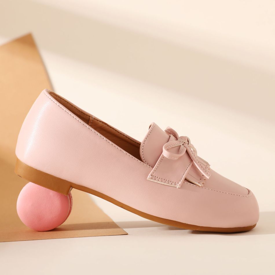 Toddler / Kid Bow & Tassel Decor Pink Loafers Light Pink big image 3