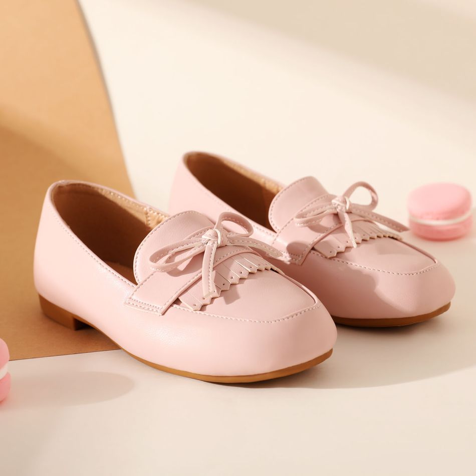 Toddler / Kid Bow & Tassel Decor Pink Loafers Light Pink big image 2