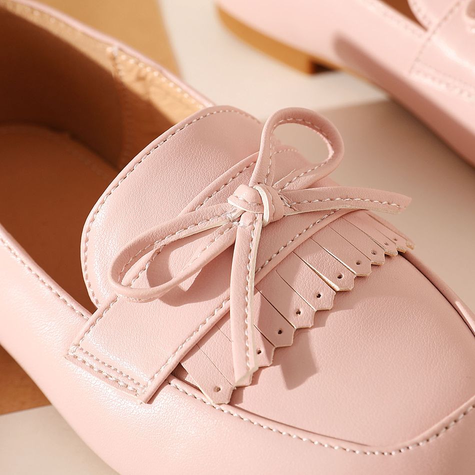 Toddler / Kid Bow & Tassel Decor Pink Loafers Light Pink big image 5