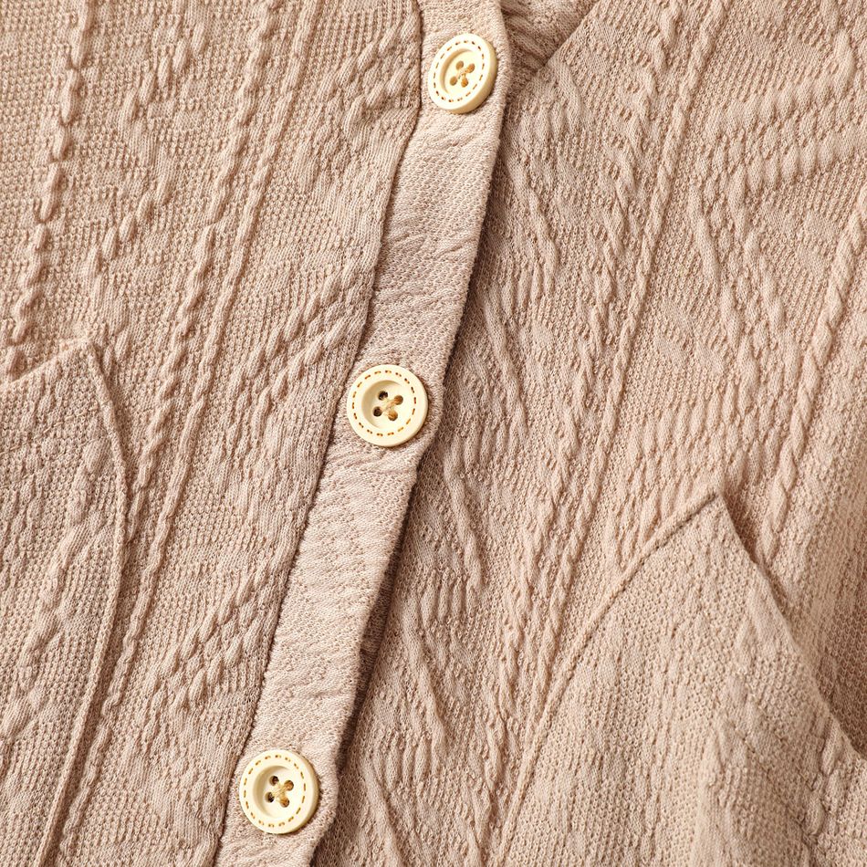 2pcs Toddler Girl Textured Button Design Knit Jacket and Ribbed Leggings Set BROWN big image 4