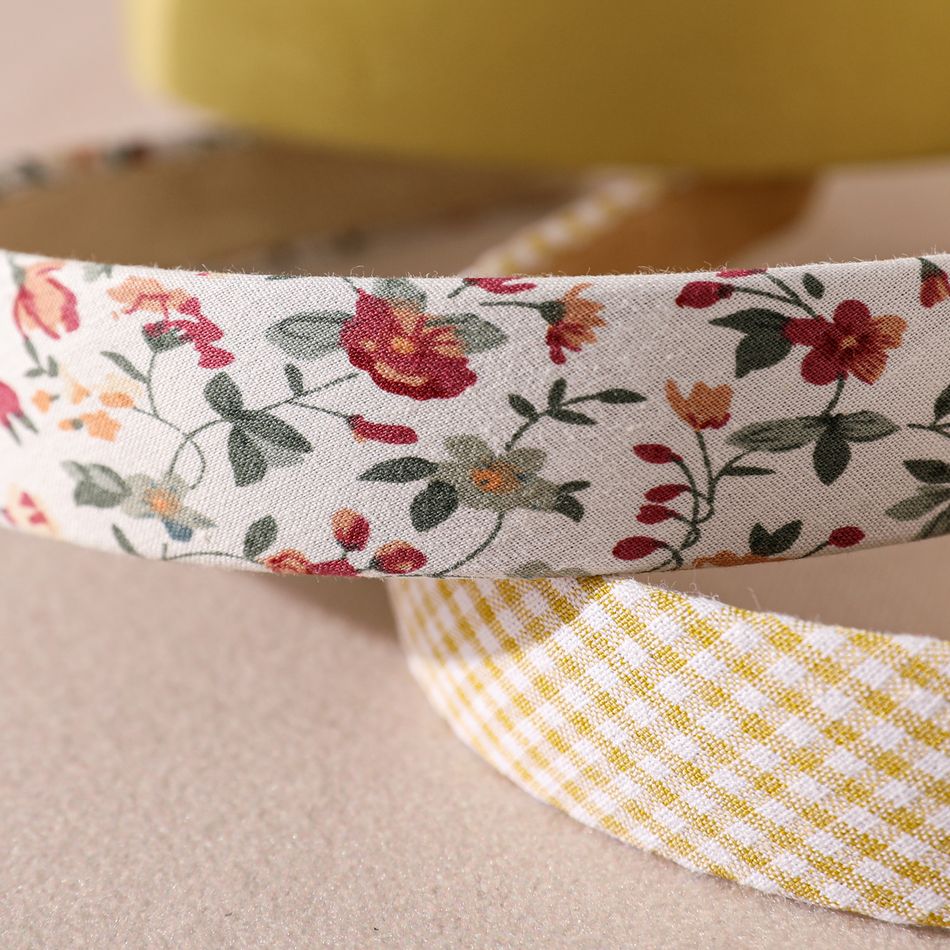 3-pack Solid & Floral & Plaid Pattern Headband for Girls Yellow big image 4