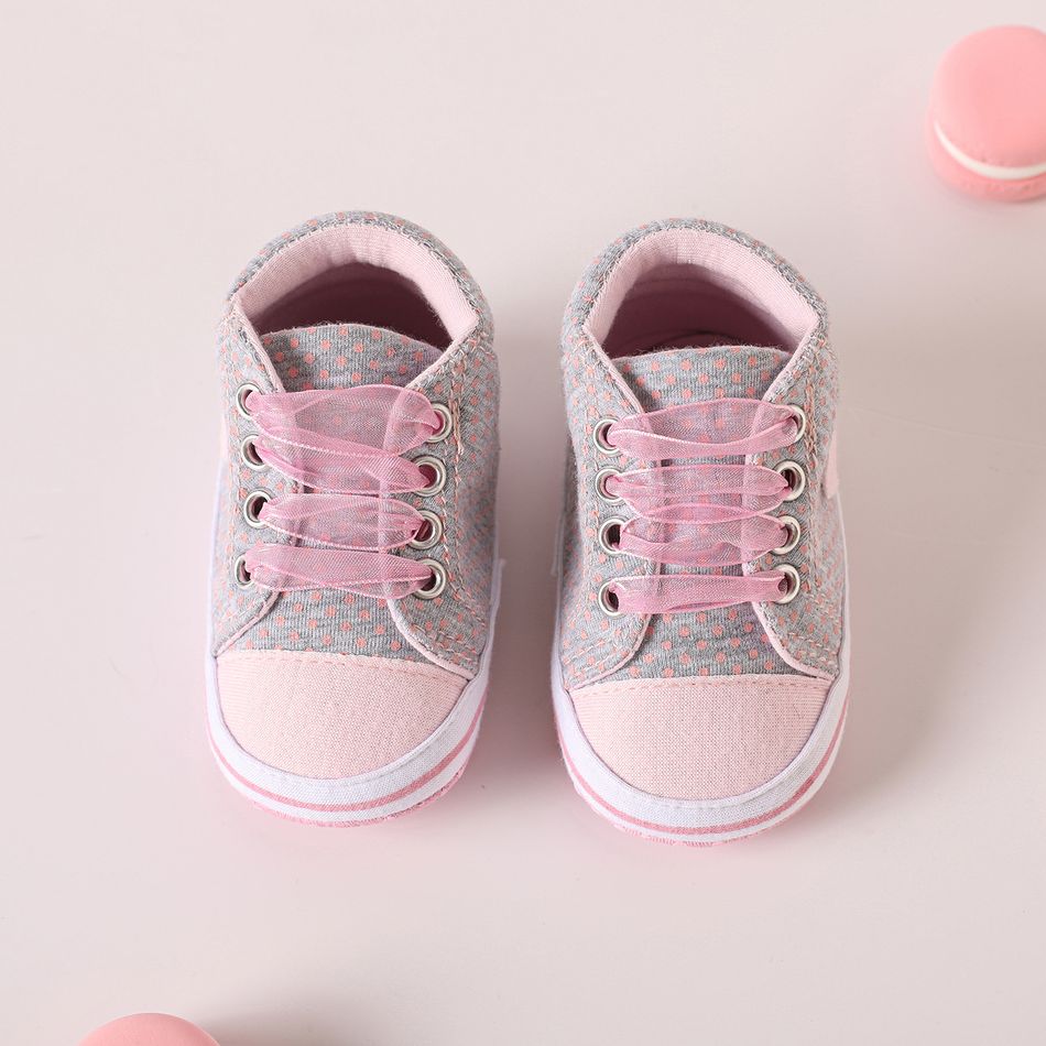 Baby / Toddler Heart Decor Allover Polka Dots Print Prewalker Shoes Grey big image 3