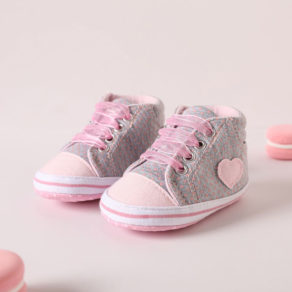 Baby / Toddler Heart Decor Allover Polka Dots Print Prewalker Shoes Grey