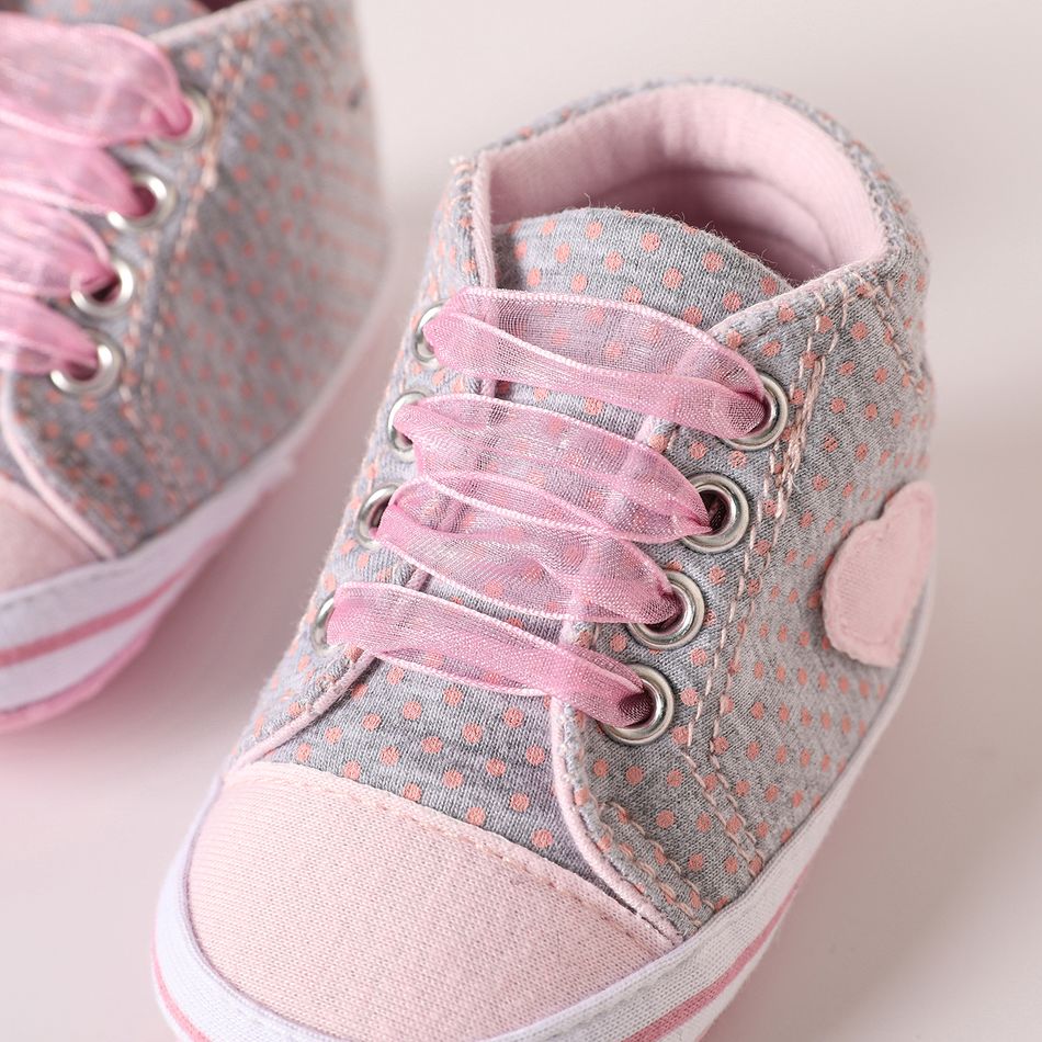 Baby / Toddler Heart Decor Allover Polka Dots Print Prewalker Shoes Grey big image 4