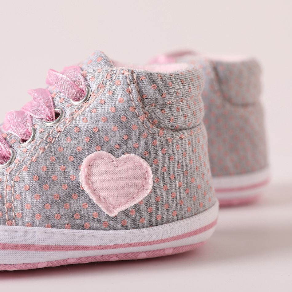 Baby / Toddler Heart Decor Allover Polka Dots Print Prewalker Shoes Grey big image 5
