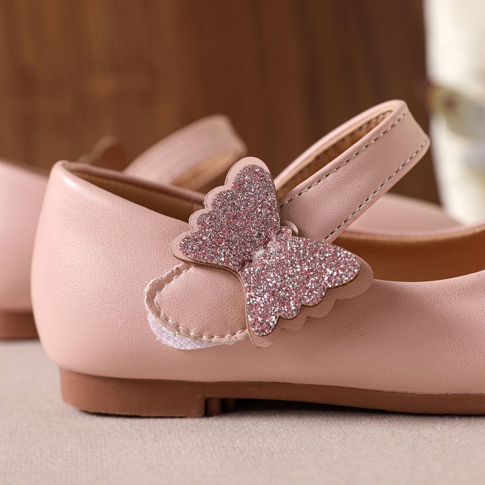 Toddler / Kid Glitter Butterfly Decor Flat Mary Jane Shoes Light Pink big image 5