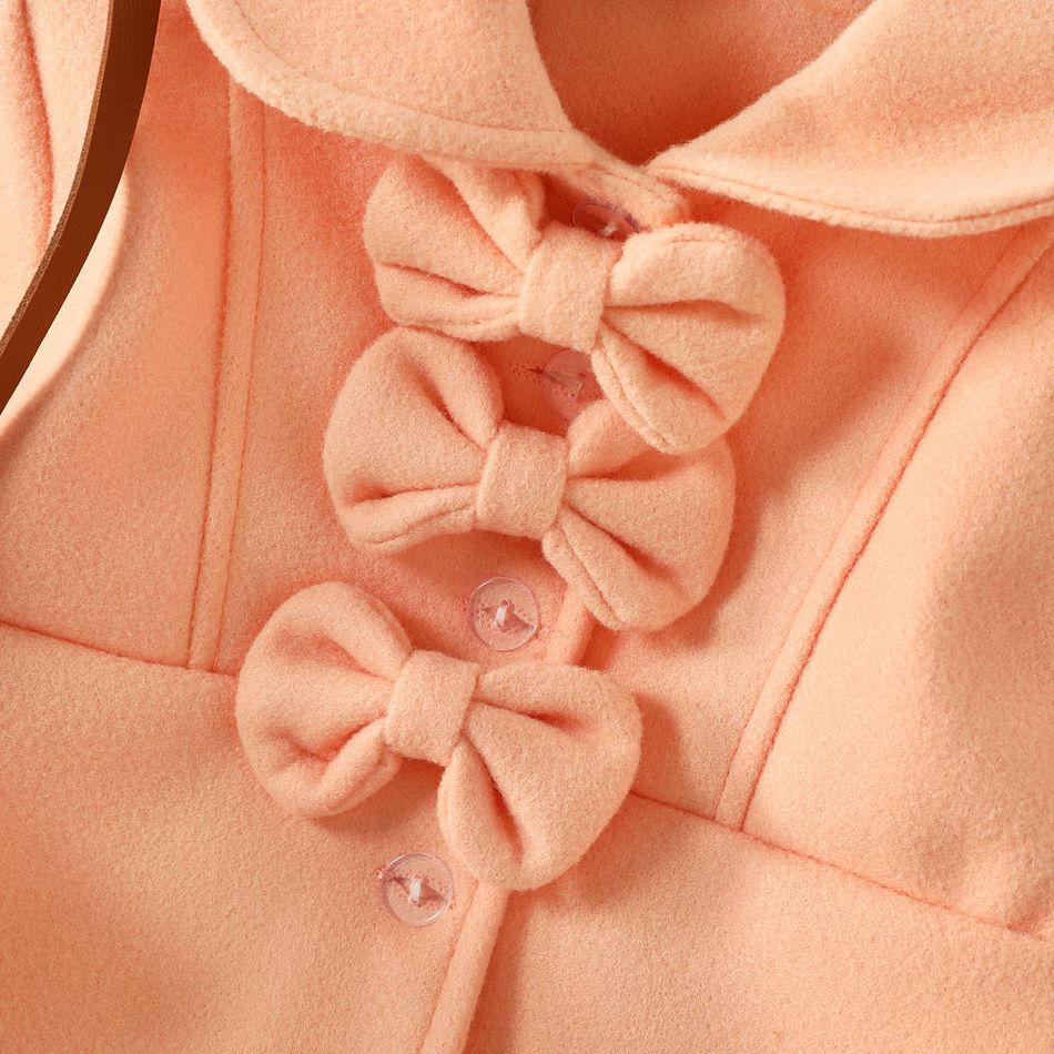 2pcs Toddler Girl Sweet Bows Design Cap and Doll Collar Button Design Coat Pink big image 4