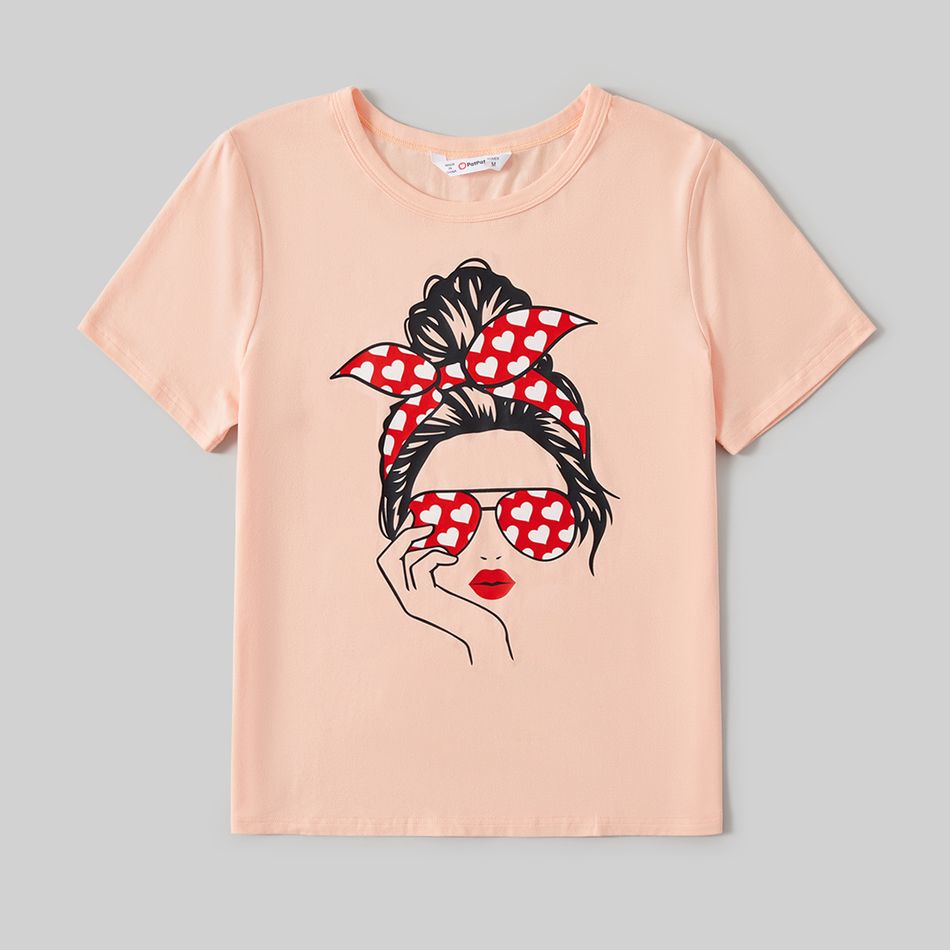 Mommy and Me 95% Cotton Short-sleeve Figure Print Tee ColorBlock big image 2