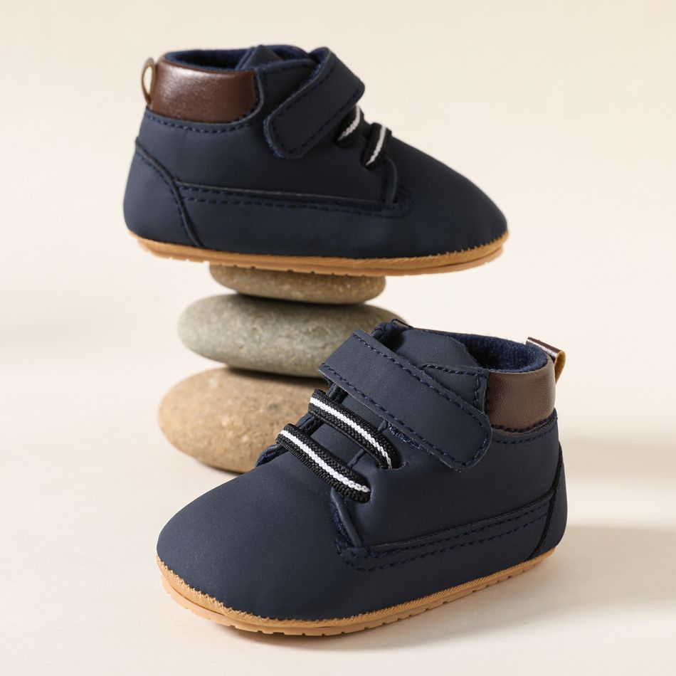 Baby Plain Velcro Prewalker Shoes Deep Blue