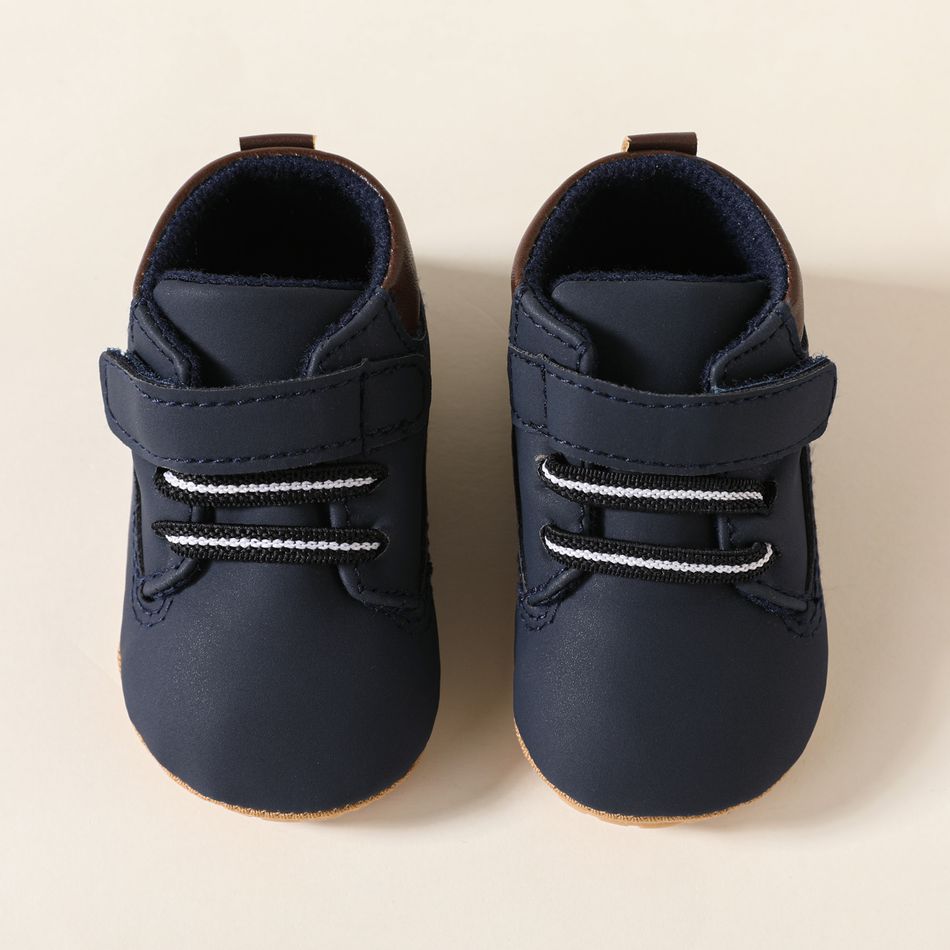 Baby Plain Velcro Prewalker Shoes Deep Blue big image 2