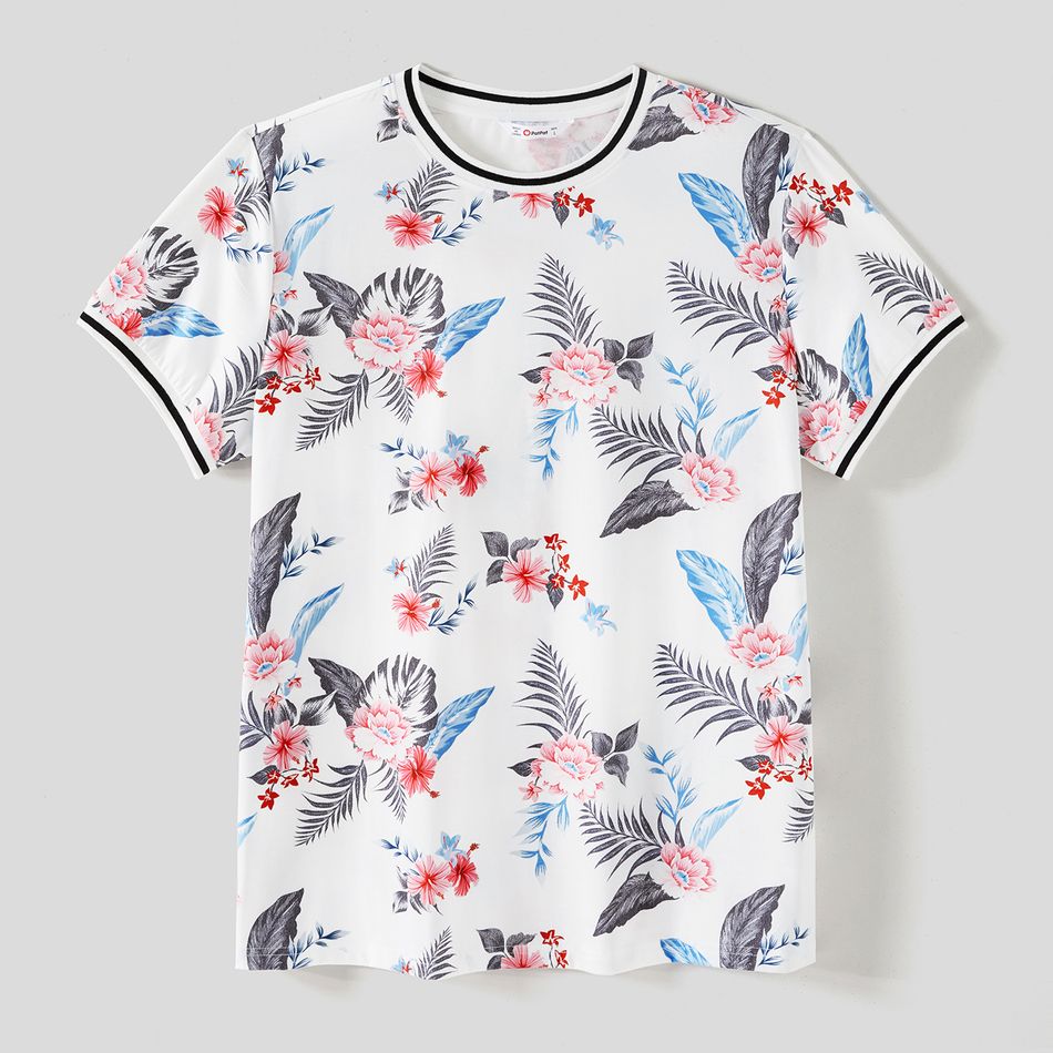 Family Matching Allover Floral Print Short-sleeve T-shirts and Flutter-sleeve Spliced Dresses Sets Grey big image 9