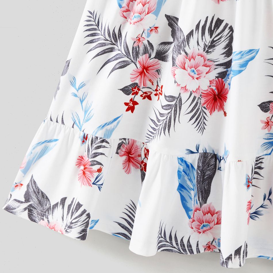 Family Matching Allover Floral Print Short-sleeve T-shirts and Flutter-sleeve Spliced Dresses Sets Grey big image 8