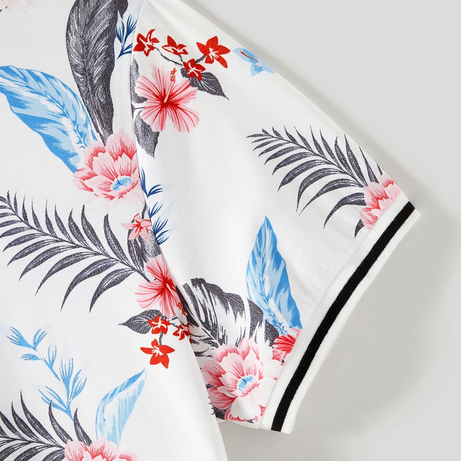 Family Matching Allover Floral Print Short-sleeve T-shirts and Flutter-sleeve Spliced Dresses Sets Grey big image 12
