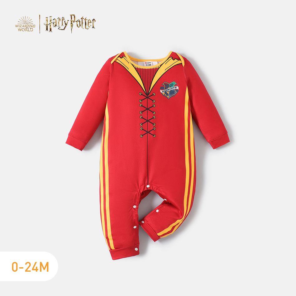 Harry Potter Baby Boy Graphic Print Long-sleeve Spliced Jumpsuit Red big image 1