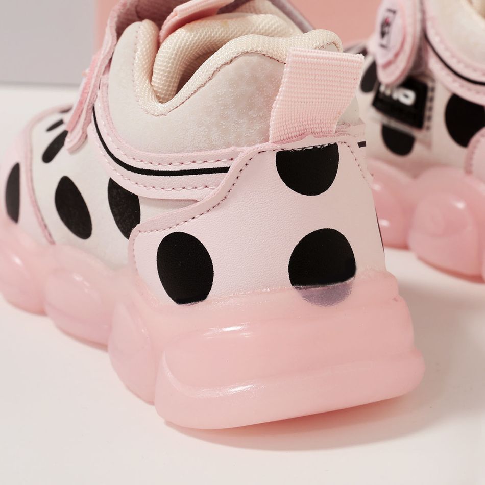 Toddler Polka Dots Pattern Cartoon Panda LED Sneakers Pink big image 4