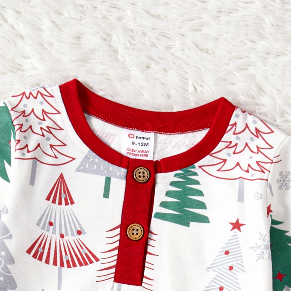 Christmas Family Matching Allover Xmas Tree Print Long-sleeve Naia Pajamas Sets (Flame Resistant) ColorBlock big image 10