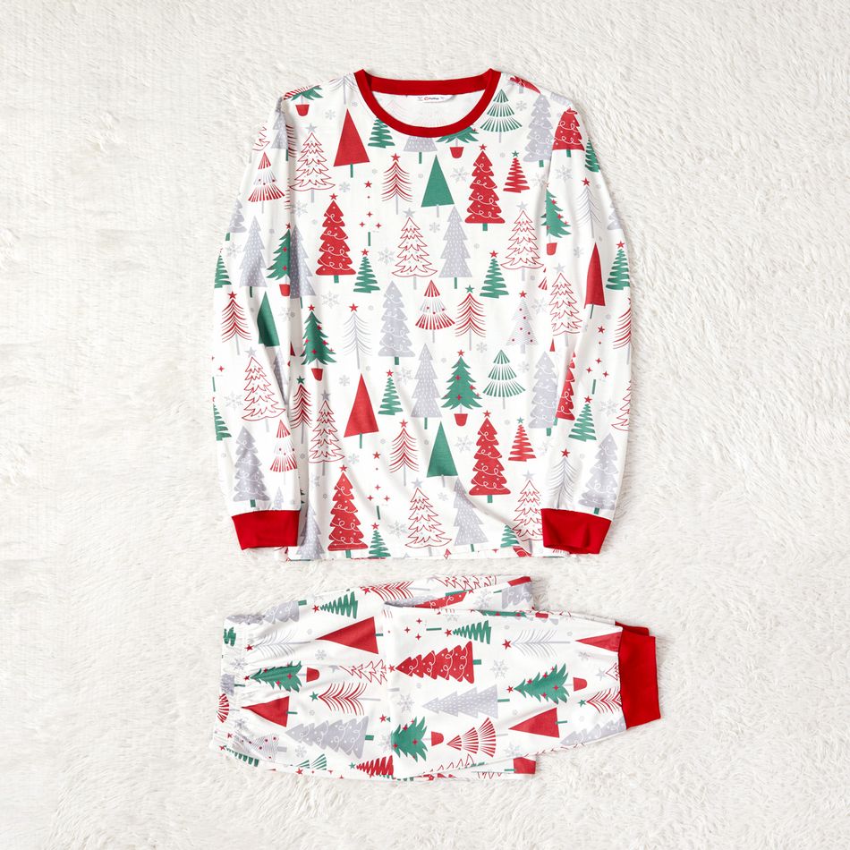 Christmas Family Matching Allover Xmas Tree Print Long-sleeve Naia Pajamas Sets (Flame Resistant) ColorBlock big image 2