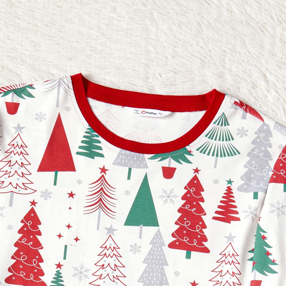 Christmas Family Matching Allover Xmas Tree Print Long-sleeve Naia Pajamas Sets (Flame Resistant) ColorBlock big image 3
