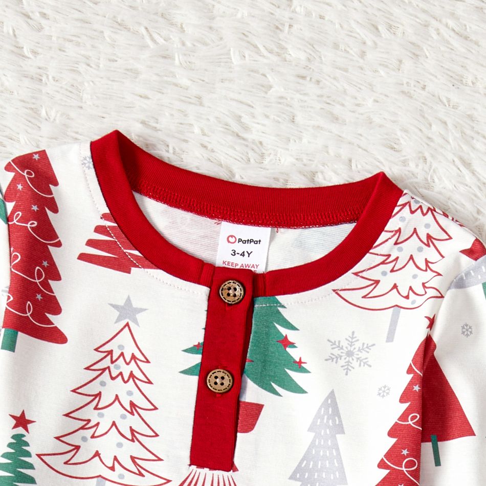 Christmas Family Matching Allover Xmas Tree Print Long-sleeve Naia Pajamas Sets (Flame Resistant) ColorBlock big image 7