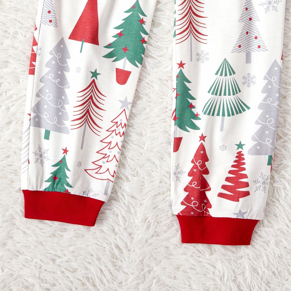 Christmas Family Matching Allover Xmas Tree Print Long-sleeve Naia Pajamas Sets (Flame Resistant) ColorBlock big image 11