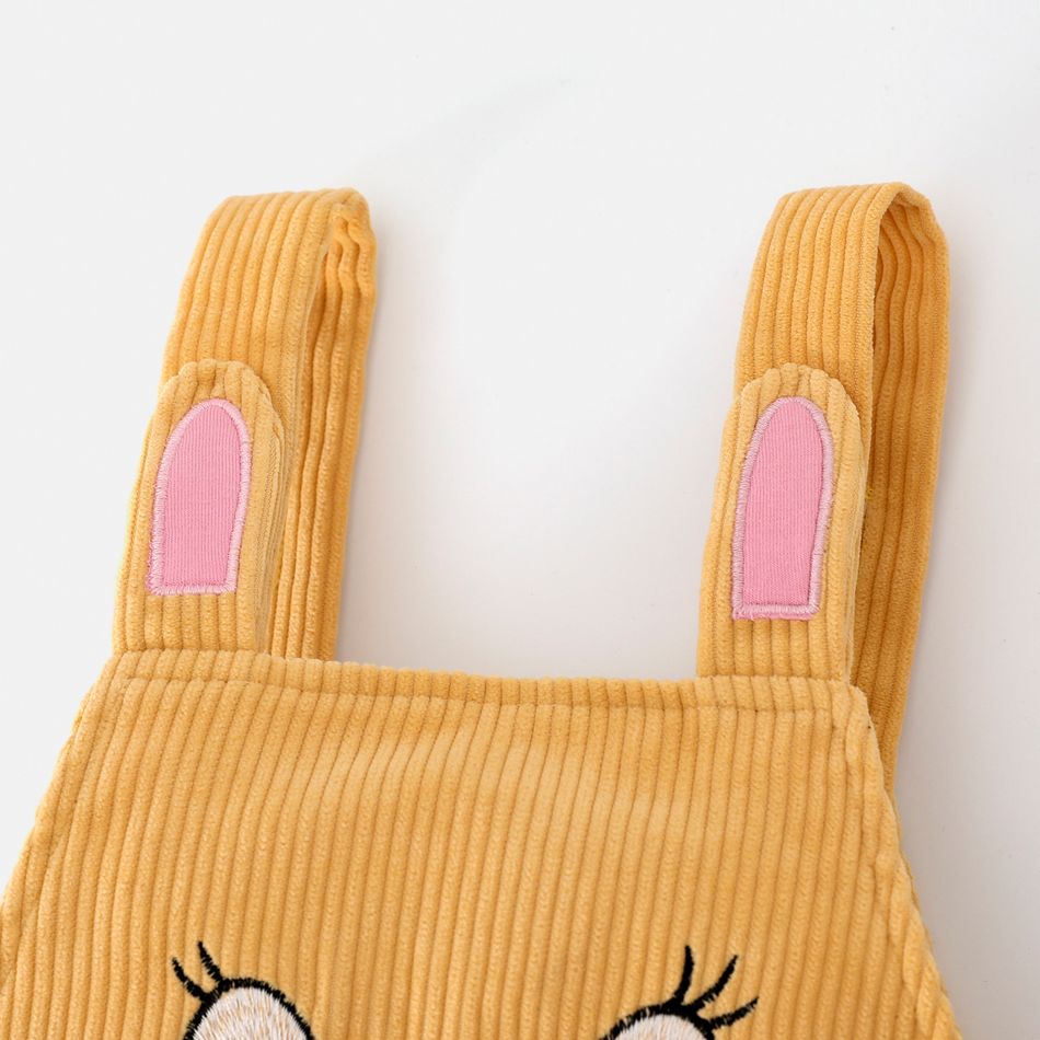Looney Tunes 2pcs Baby Boy/Girl Rabbit Graphic Corduroy Overalls and Long-sleeve Striped Sweatshirt Set Yellow big image 5