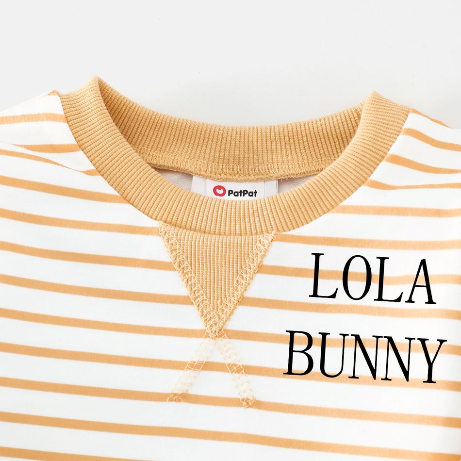 Looney Tunes 2pcs Baby Boy/Girl Rabbit Graphic Corduroy Overalls and Long-sleeve Striped Sweatshirt Set Yellow big image 4