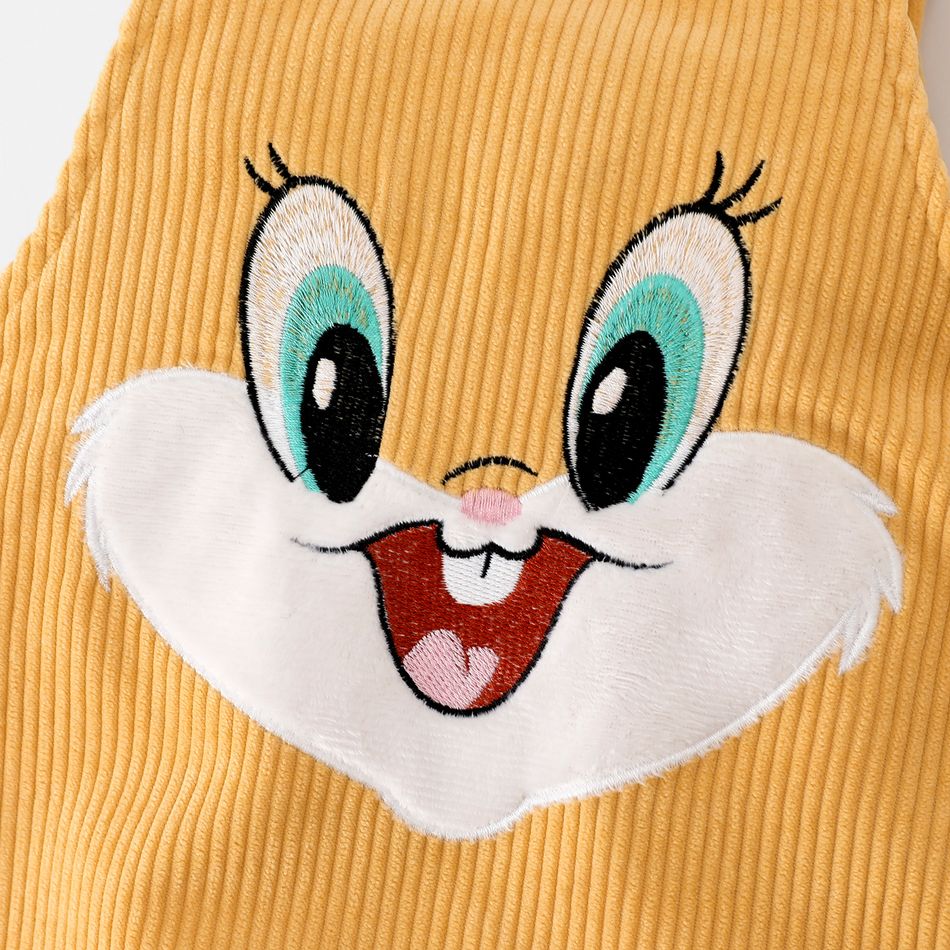 Looney Tunes 2pcs Baby Boy/Girl Rabbit Graphic Corduroy Overalls and Long-sleeve Striped Sweatshirt Set Yellow big image 6