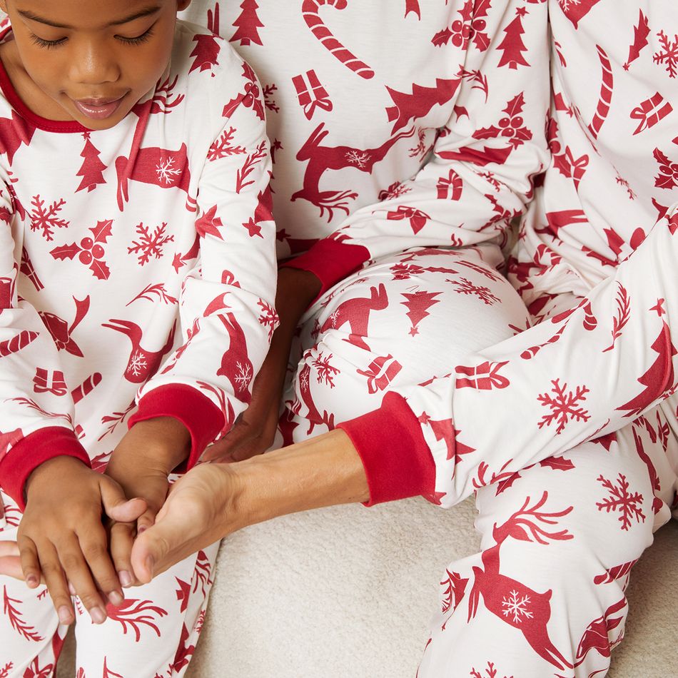 Natal Look de família Manga comprida Conjuntos de roupa para a família Pijamas (Flame Resistant) Branco big image 4