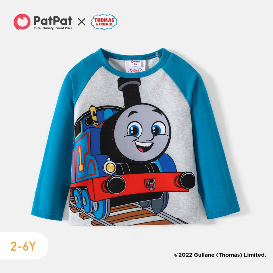 Thomas & Friends Toddler Boy/Girl Colorblock Long Raglan Sleeve Tee Flecked Grey big image 1